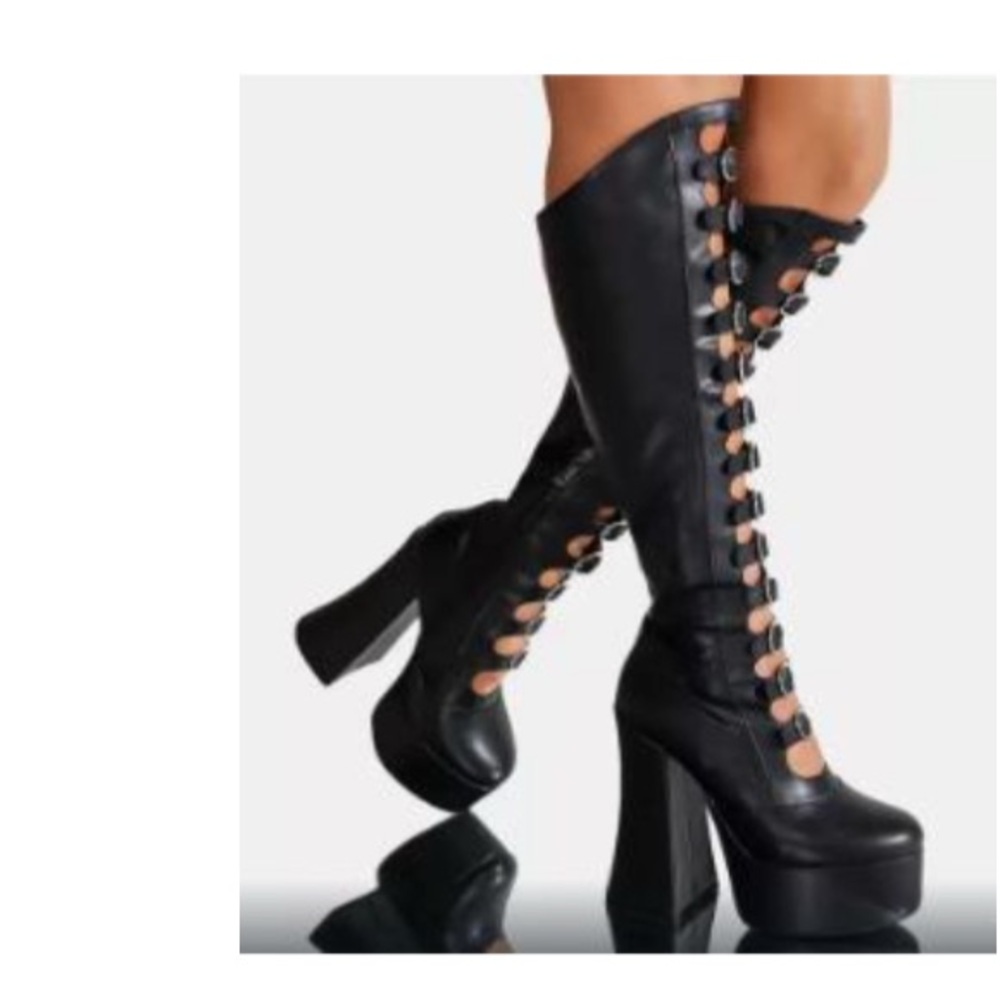 Black high heel strappy mules